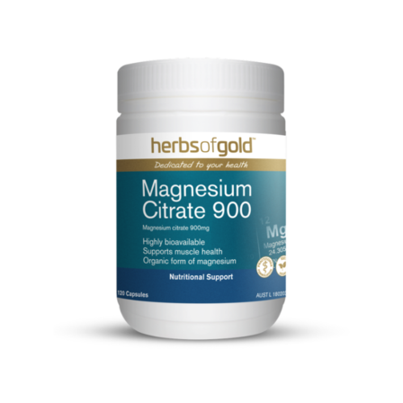 Herbs of Gold Magnesium Citrate 900 120 Vegetarian Capsules