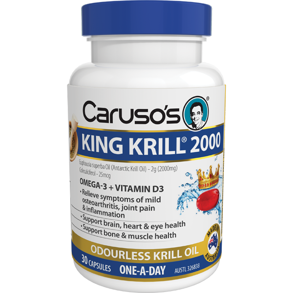 Caruso's Natural Health King Krill 2000mg + Vitamin D3 30 Capsules