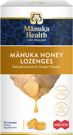 Manuka Health MGO 400+ Manuka Honey Drops Ginger & Lemon 15 Pack 65g