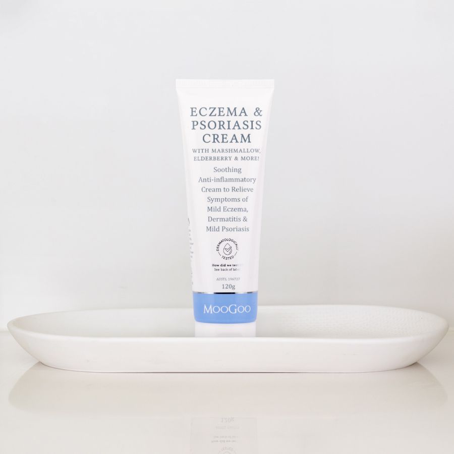 MooGoo Eczema & Psoriasis Cream
with Marshmallow, Elderberry & More! 120g