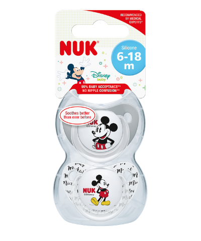NUK Mickey Mouse Silicone Soother 6-18 Months 2 Pack