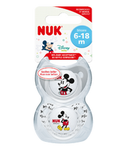 Load image into Gallery viewer, NUK Mickey Mouse Silicone Soother 6-18 Months 2 Pack