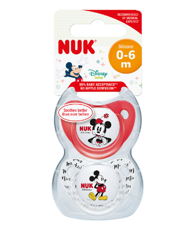 NUK Mickey Mouse Silicone Soother 0-6 Months 2 Pack