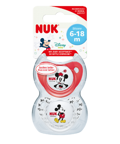 NUK Mickey Mouse Silicone Soother 6-18 Months 2 Pack