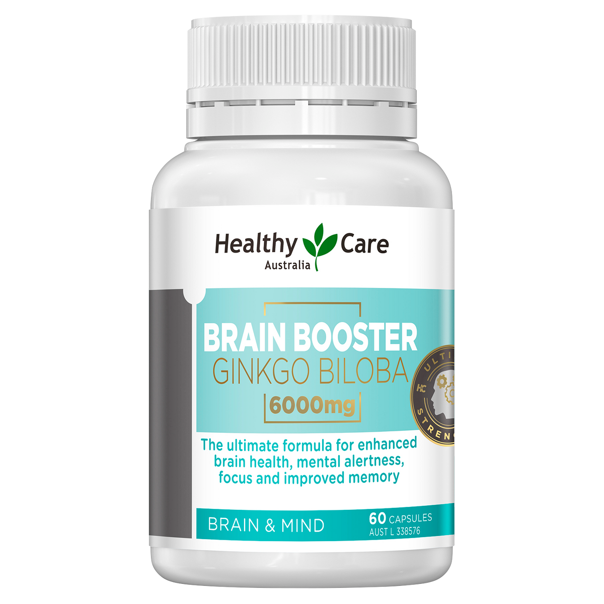 Healthy Care Brain Booster Ginkgo Biloba 6000mg 60 Capsules