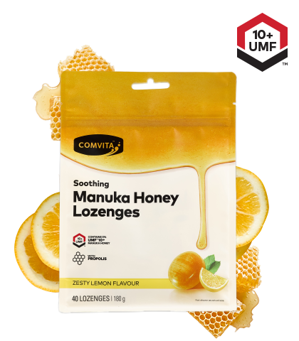 COMVITA Soothing Manuka Honey Lozenges with Propolis Lemon and Honey 40 Lozenges