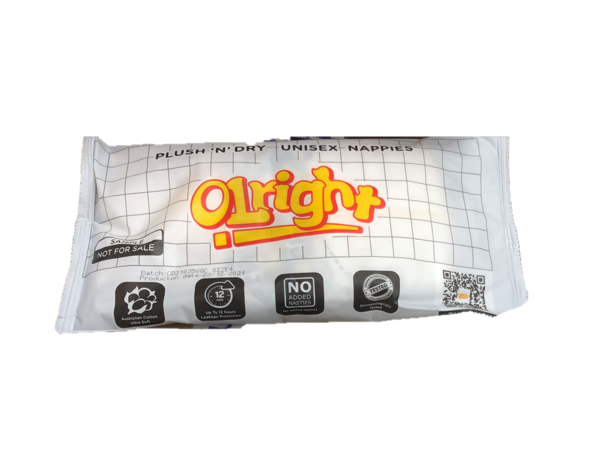 Olright Plush 'N' Dry Nappies Sample - NOT FOR SALE