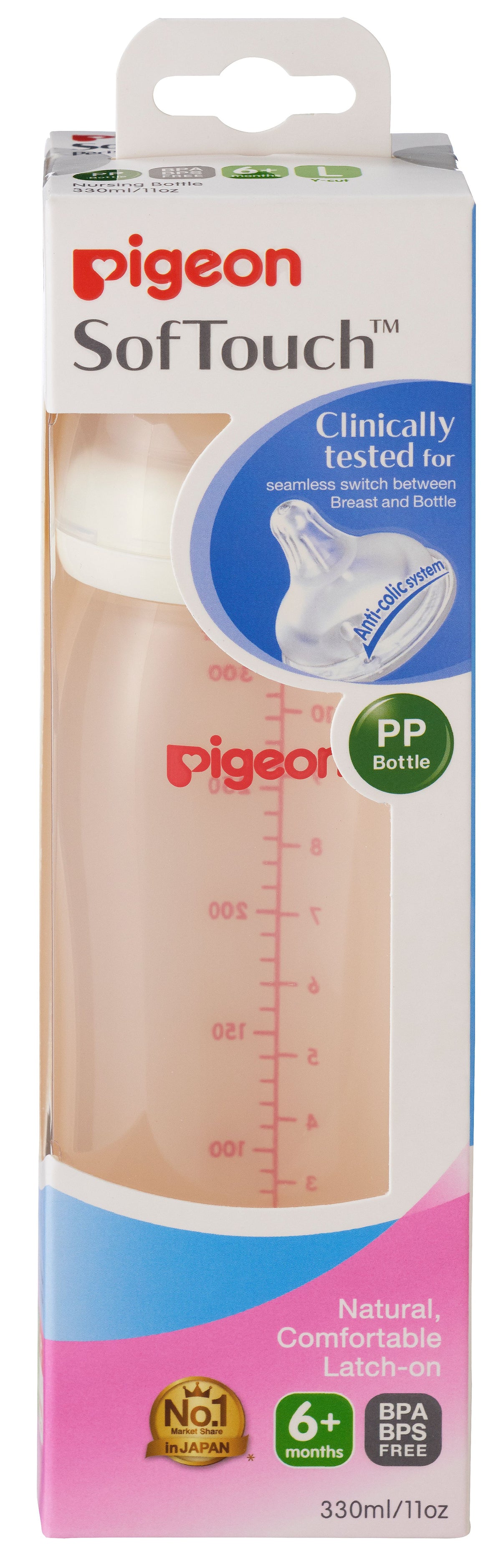 Pigeon SofTouch Peristaltic Plus PP Bottle 330mL