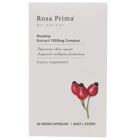 Unichi Rosa Prima Rosehip Extract 1500mg Complex 60 Vegan Capsules