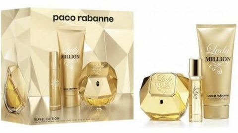 Paco Rabanne Lady Million 3 Piece Set 80mL Eau de Parfum + 100mL Body Lotion & 10mL Travel Spray