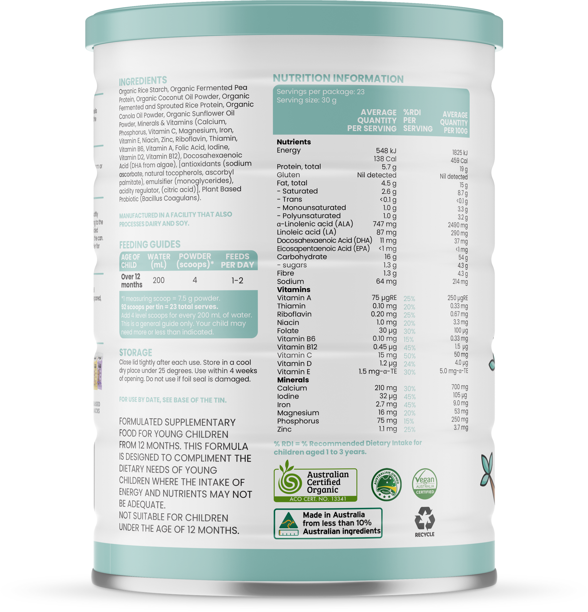 Sprout Organic Plant-Based Toddler Drink 12+ Months 700g