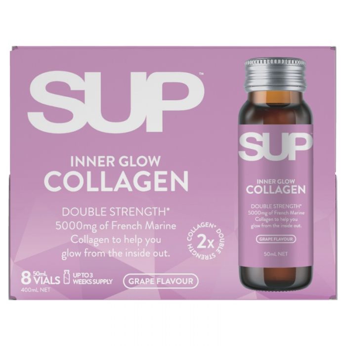 SUP Inner Glow Collagen Double Strength 5000mg French Marine 8 x 50mL Vials (expiry 8/9/25)