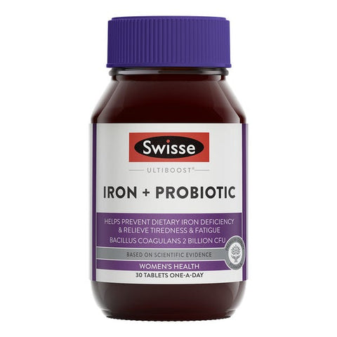 SWISSE Ultiboost Iron + Probiotic 30 Tablets