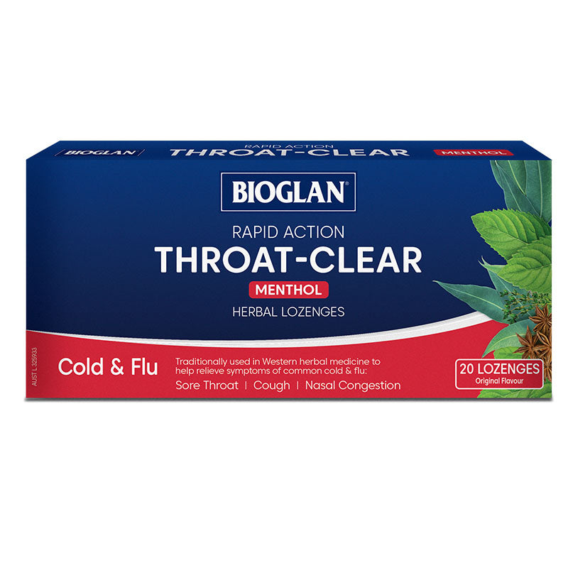 Bioglan Rapid Action Throat Clear Menthol Cold & Flu 20 Lozenges