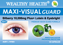 Load image into Gallery viewer, Wealthy Health Maxi Visual Guard Bilberry 10000mg Plus 30 Capsules