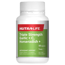 Load image into Gallery viewer, Nutra-Life Triple Strength Garlic + C, Horseradish + 50 Capsules