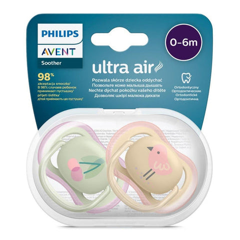 Avent Ultra Air Soother 0-6 Months Deco 2 Pack (Colours and Designs may vary)