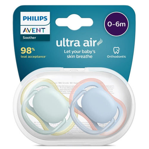 Avent Ultra Air Soother 0-6 Months 2 Pack (Colours and Designs may vary)