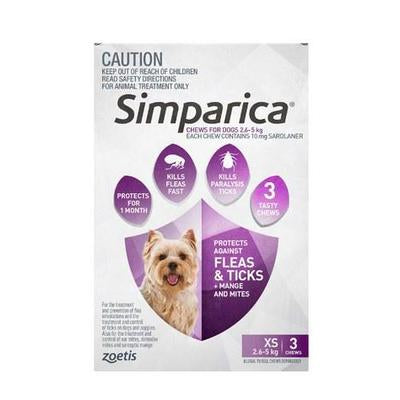 Simparica 10Mg 2.6 - 5Kg Purple 3 Pack