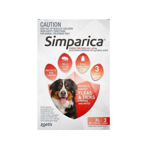 Simparica 120Mg 40.1 - 60Kg Red 3 Pack