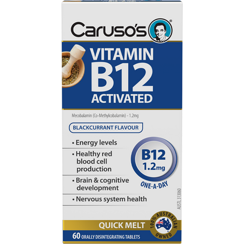 Caruso's Natural Health Vitamin B12 Activated 1200mcg 60 Quick MELT Tablets