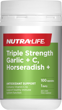 Nutra-Life Triple Strength Garlic + C, Horseradish + 100 Capsules