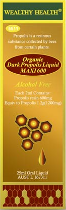 Wealthy Health Organic Dark Propolis Liquid Maxi 600mg 25mL