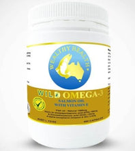Load image into Gallery viewer, Wealthy Health Wild Omega 3 Salmon Fish Oil With Vitamin E 200 Capsules